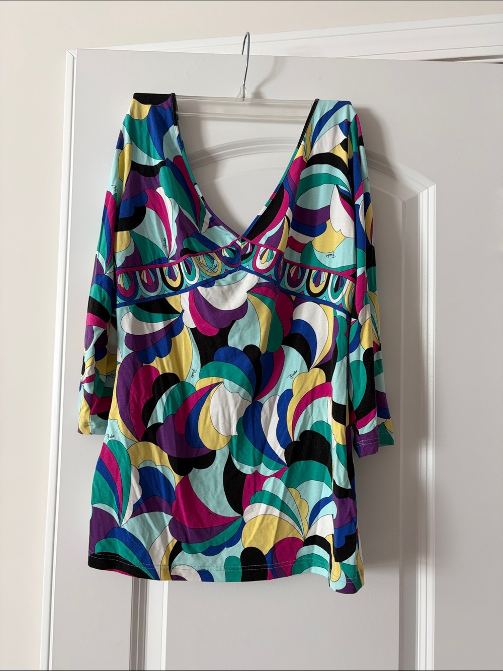 Emilio Pucci Multicolor Abstract V-Neck Top